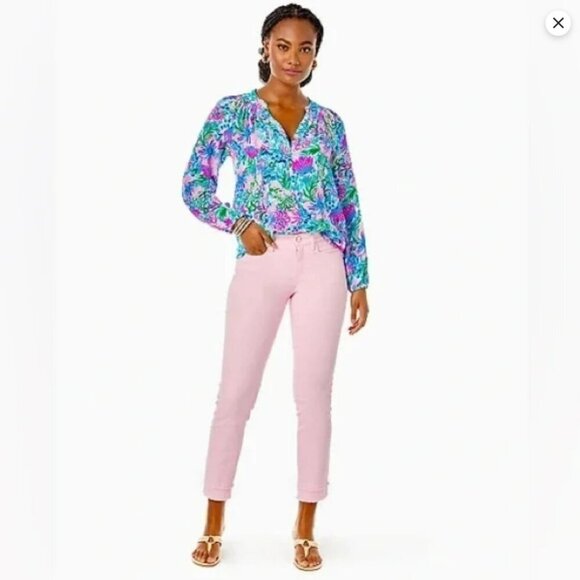 Lilly Pulitzer Denim - Lilly Pulitzer South Ocean High-Rise Ski Calla Lilly Pink 4